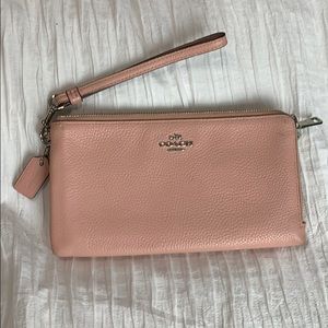 Large Sz Pink Coach Wristlet